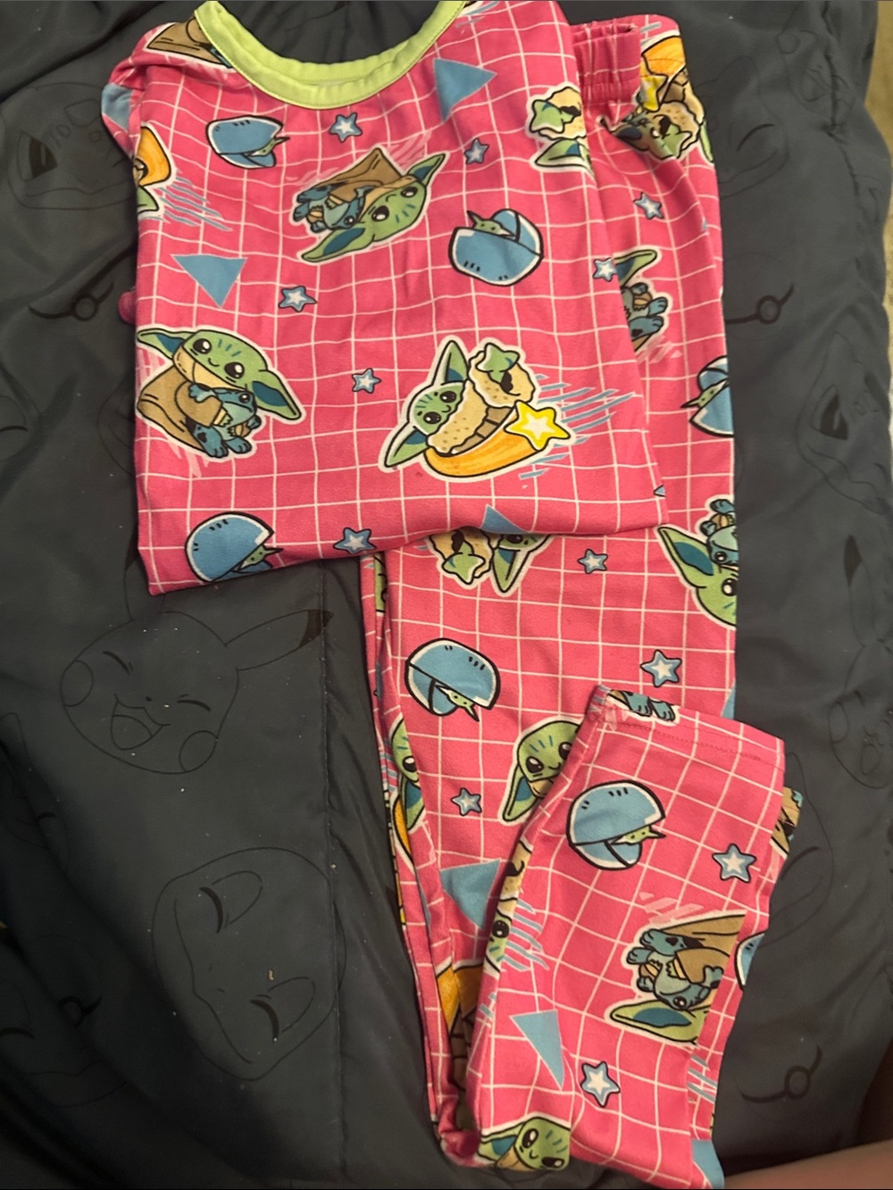 Girls' Pink Space Character Pajama Set with Green Accent